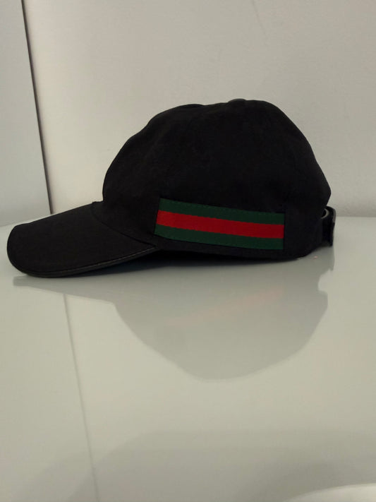 Gucci Original GG Black Canvas Baseball Hat with Web
