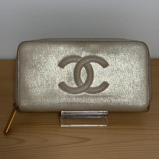 Chanel Metallic Champagne CC Zip- Around