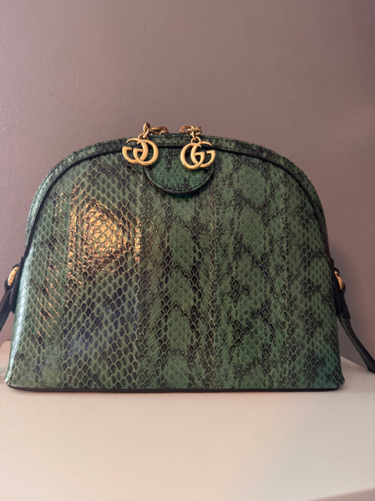 Gucci Ophidia Dome Crossbody Bag- Green Python Leather