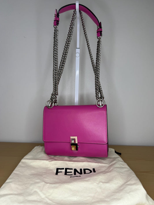 AUTHENTIC Fendi Kan Pink Calfskin Leather Bag