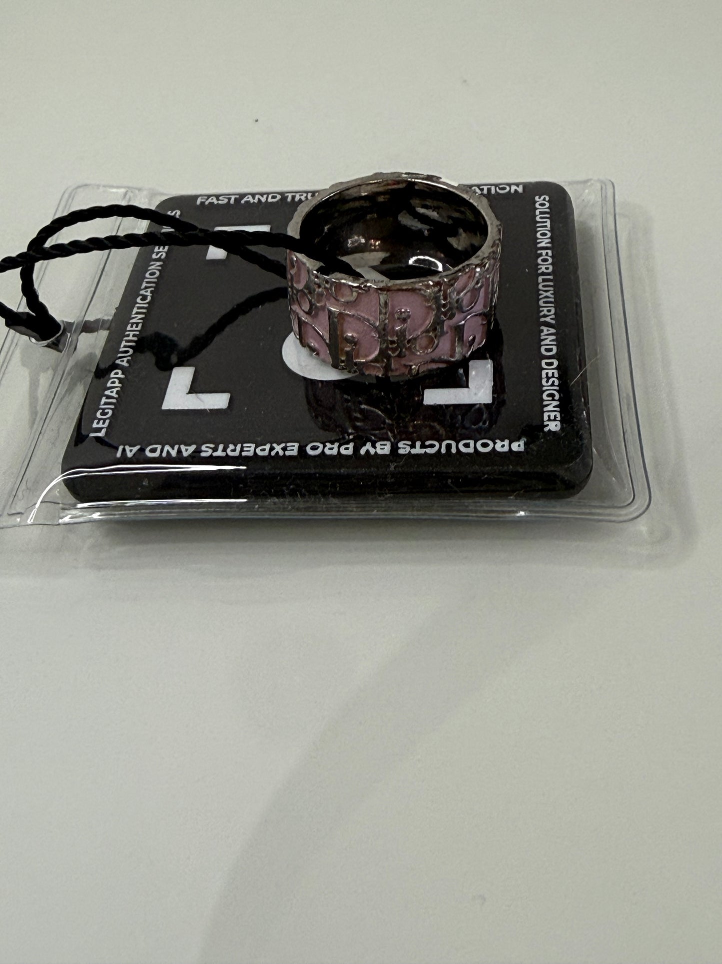 Christian Dior Pink Enamel Oblique Trotter Ring