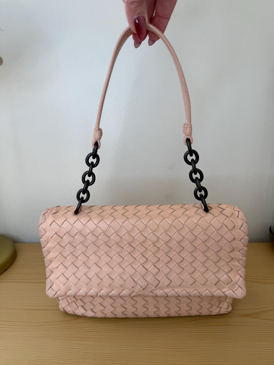 Bottega Veneta small Olimpia shoulder bag in blush pink nappa intrecciato leather