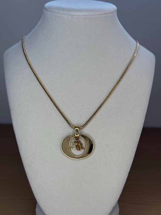 Christian Dior “Dior" Charm Circle Necklace