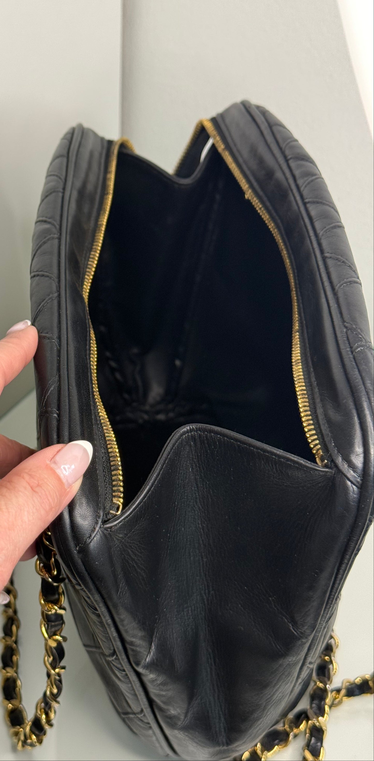 Chanel Vintage Black Quilted Lambskin Shoulder Bag