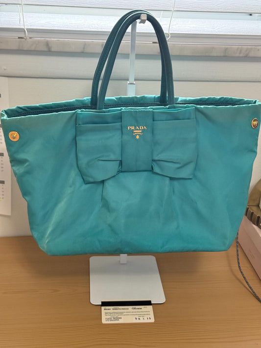 AUTHENTIC Prada Bow Tote Tessuto Turquoise Nylon Bag