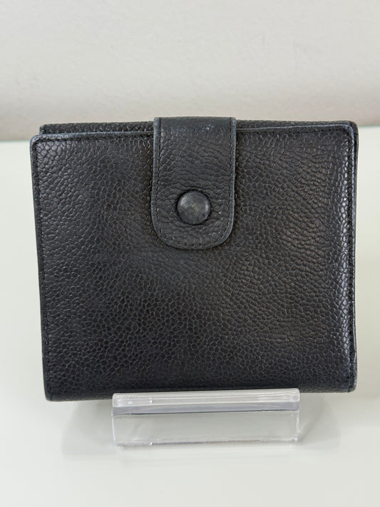 Chanel Vintage Black CC Compact Caviar Leather Wallet