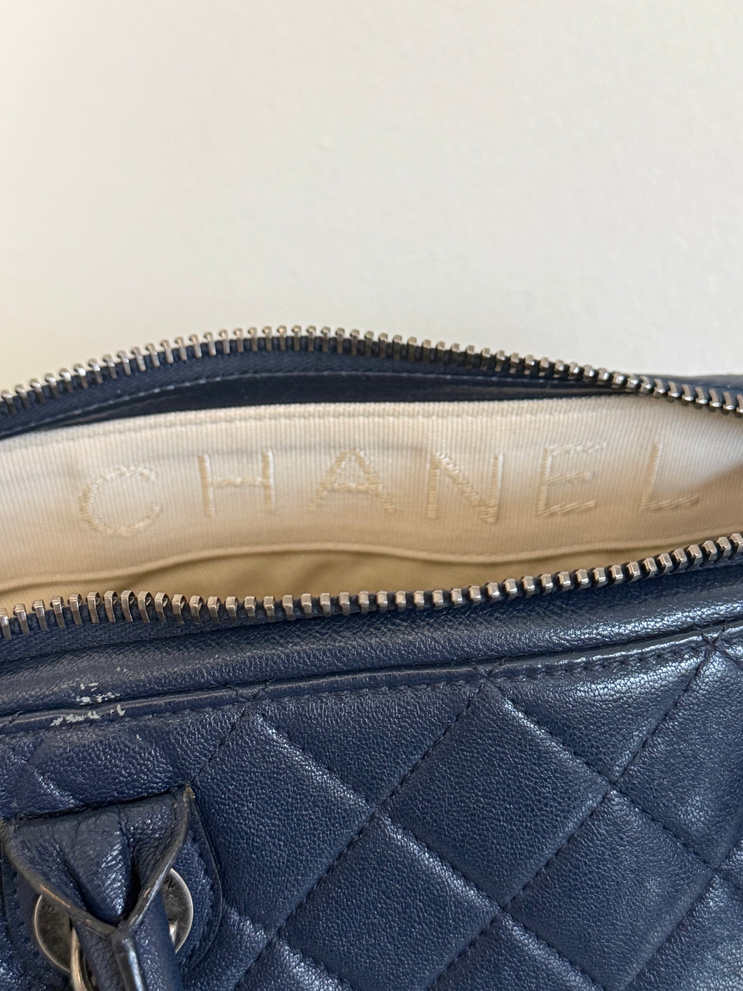 Chanel 31 RUE Cambon Navy Goatskin with Ruthenium Chain Straps Handbag