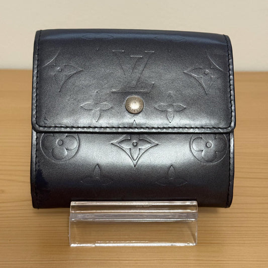LOUIS VUITTON Monogram Matte Blue Portefeiulle Elise Trifold Wallet