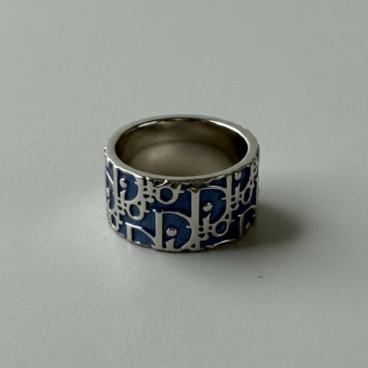 Christian Dior Blue Enamel Oblique Trotter Ring