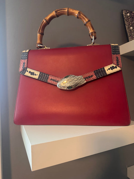 Gucci Red Lilith Bamboo Top Handle