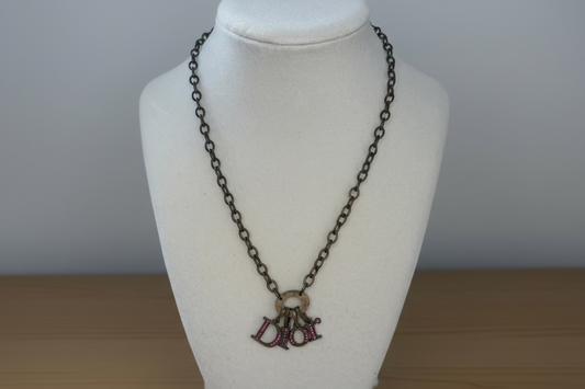 Christian Dior Vintage Bronze with Pink Rhinestone Dior Charm