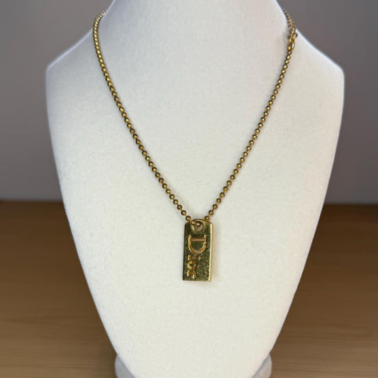 Christian Dior “Dior” Gold Dog Tag Necklace