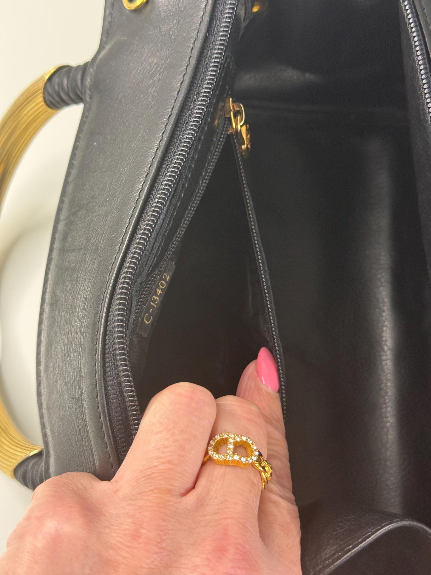 Fendi Vintage Woven Pasta Bag in Black Leather