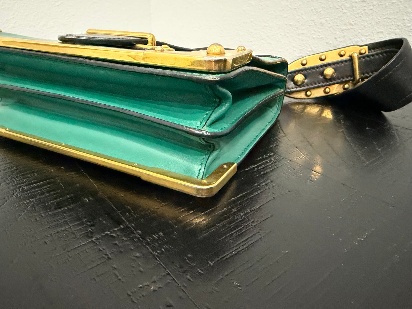 Prada Cahier Green Saffiano Leather