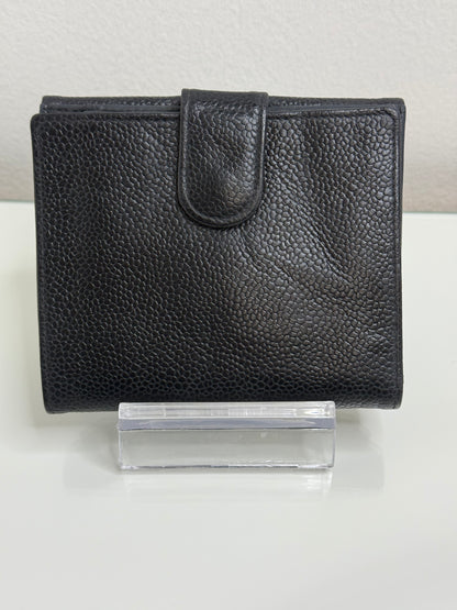 Chanel Black CC Compact Caviar Leather Wallet