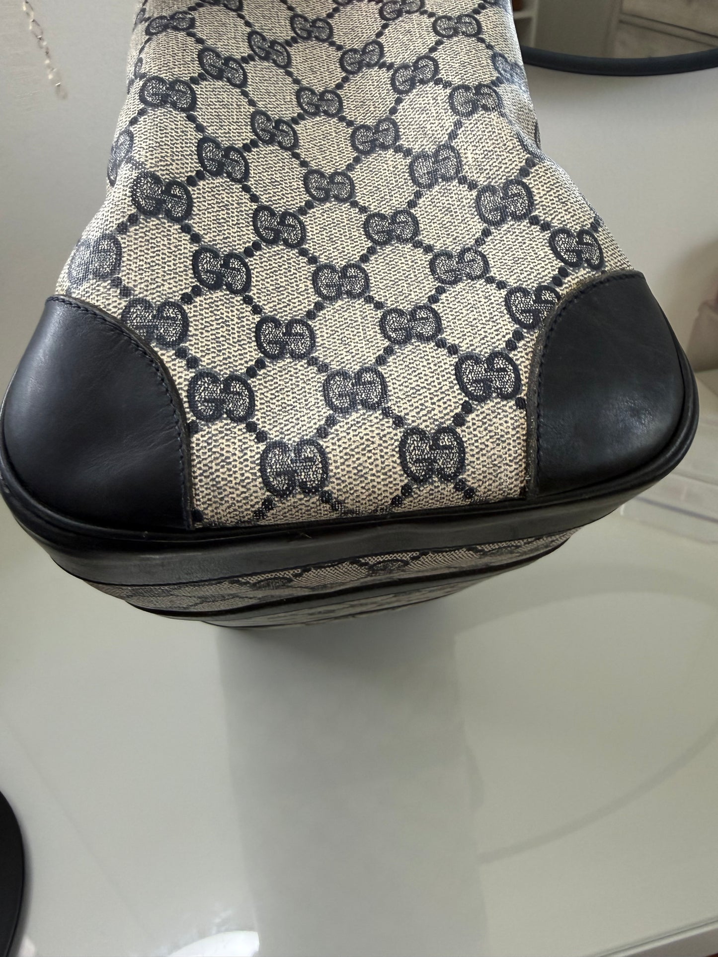 Gucci Vintage GG Navy Supreme Boston Bag