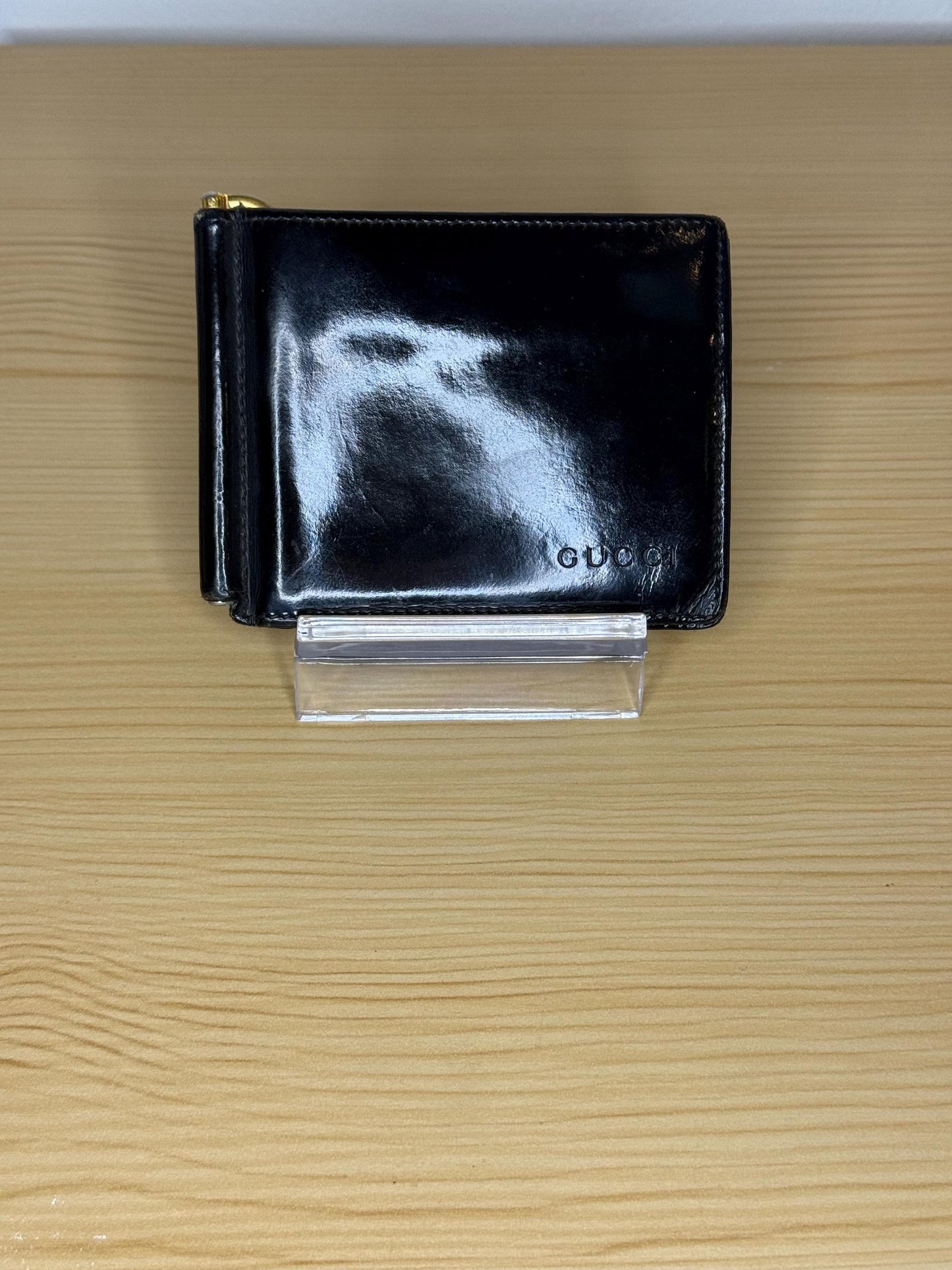 AUTHENTIC Gucci Black Bifold Card and Money Clip Leather Men’s Wallet