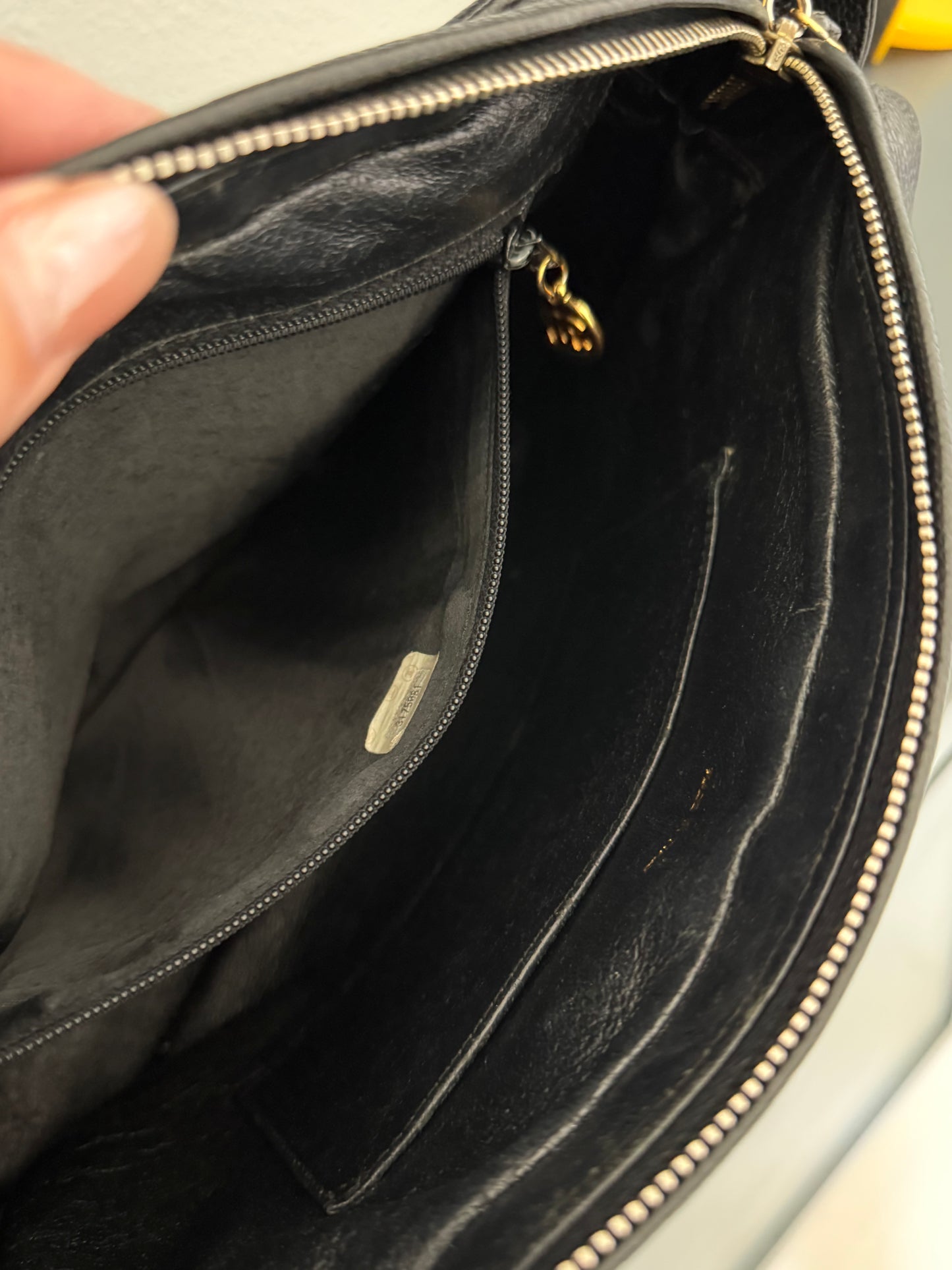CHANEL Black Triple CC caviar Leather Crossbody with Gold Charm
