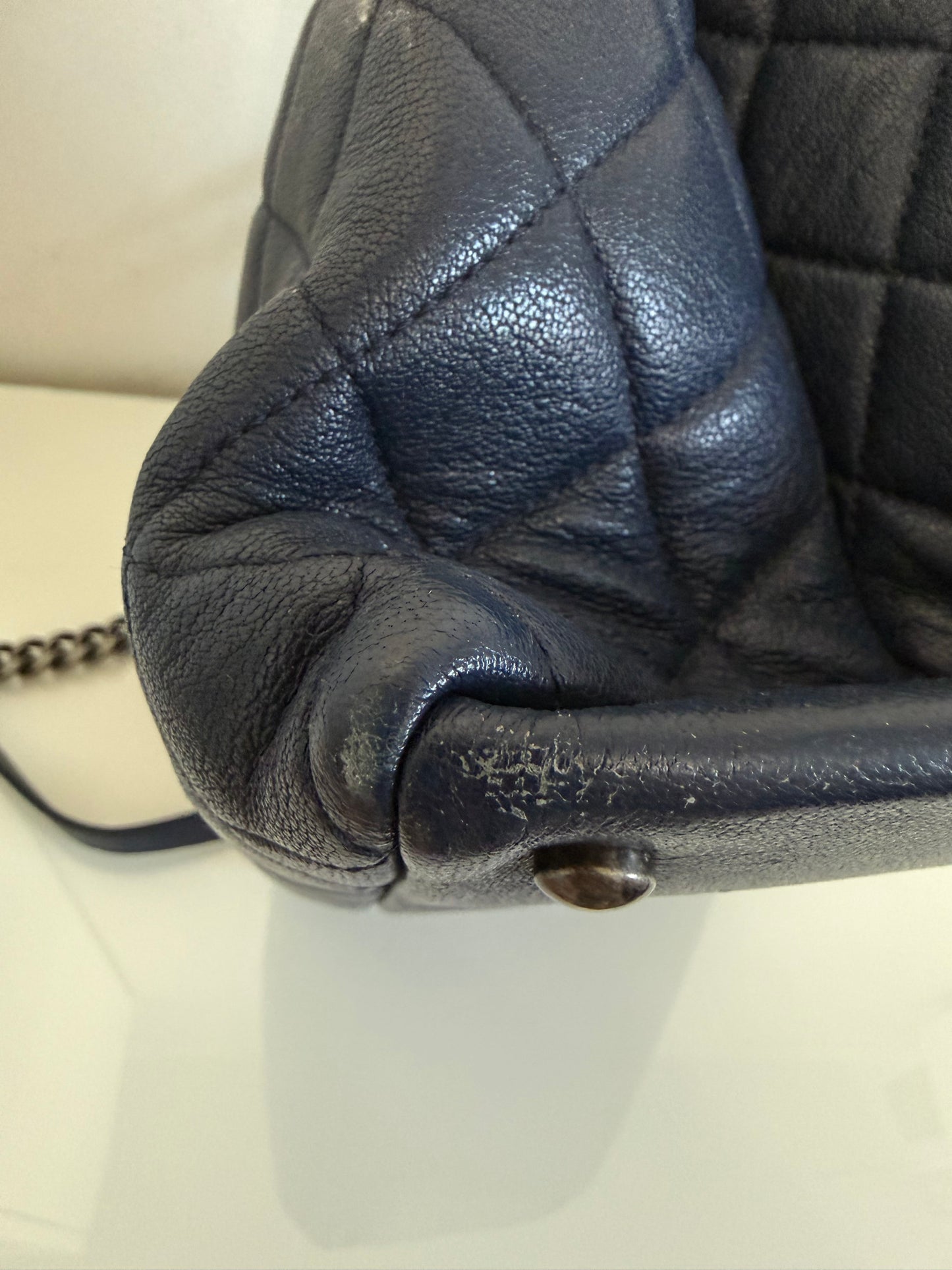 Chanel 31 RUE Cambon Navy Goatskin with Ruthenium Chain Straps Handbag
