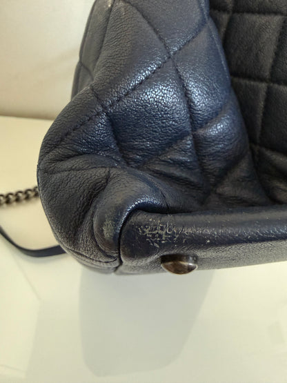 Chanel 31 RUE Cambon Navy Goatskin with Ruthenium Chain Straps Handbag