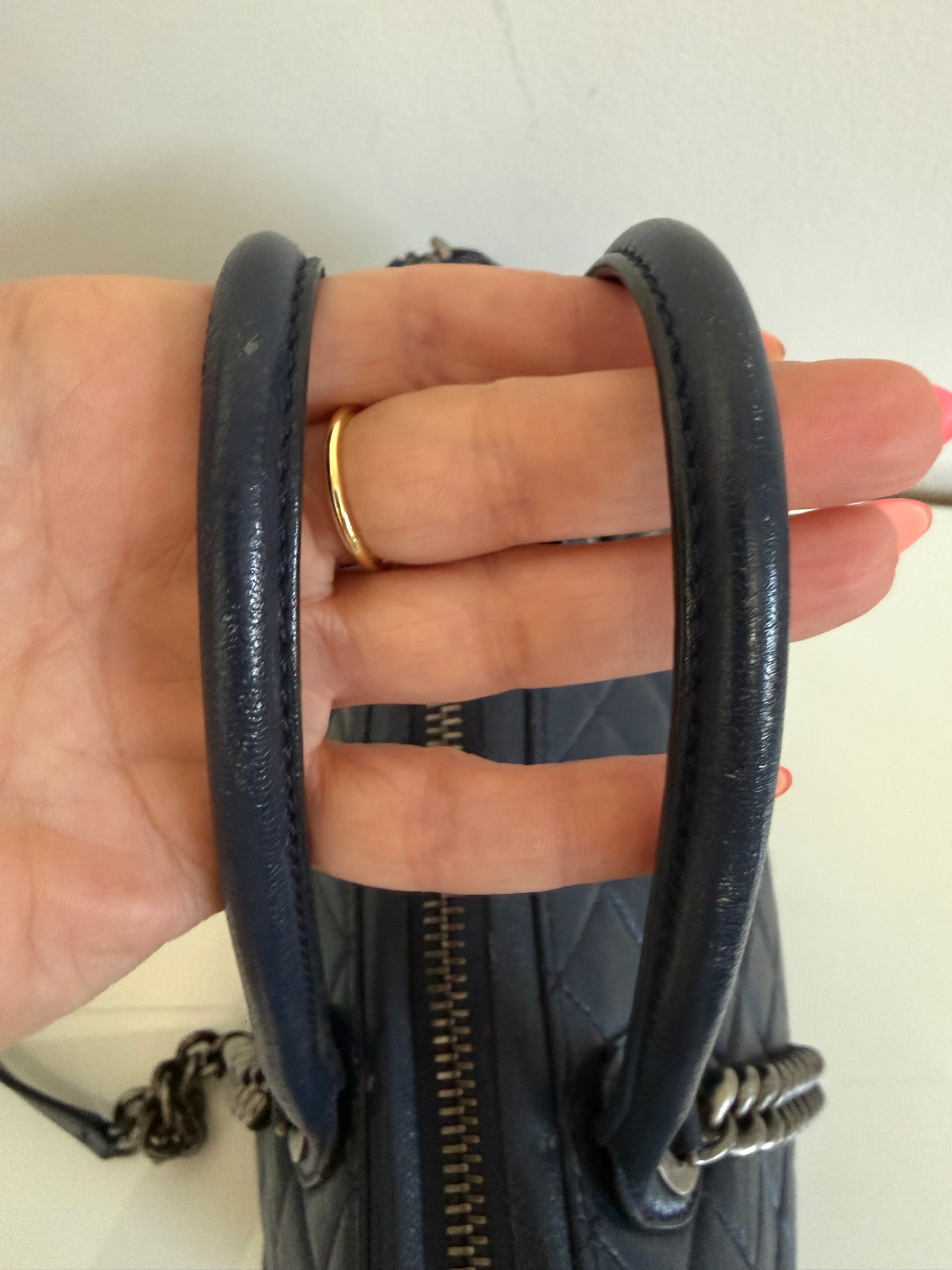 Chanel 31 RUE Cambon Navy Goatskin with Ruthenium Chain Straps Handbag