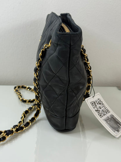 Chanel Black Vintage Quilted Black Lambskin Bag