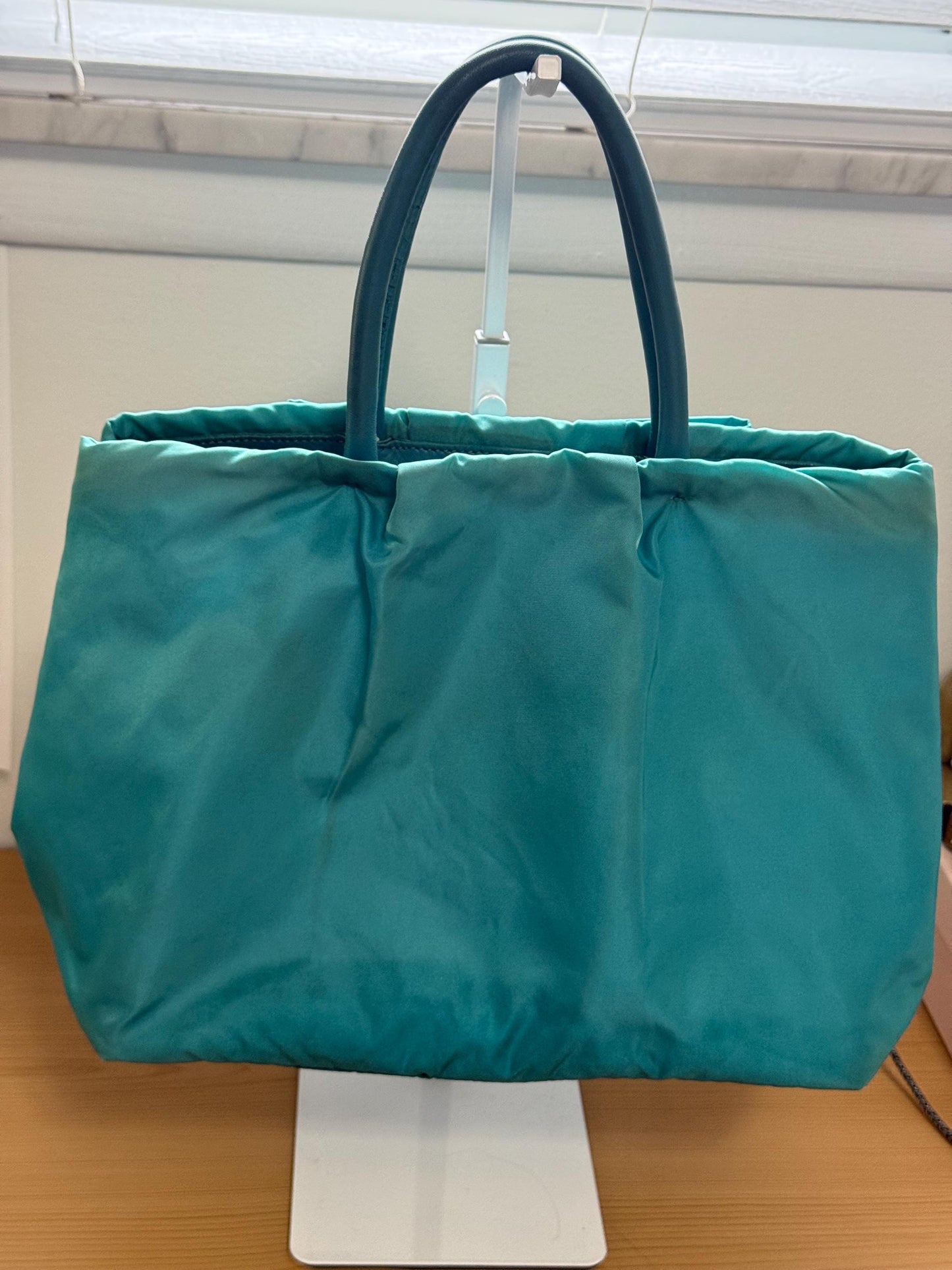 AUTHENTIC Prada Bow Tote Tessuto Turquoise Nylon Bag