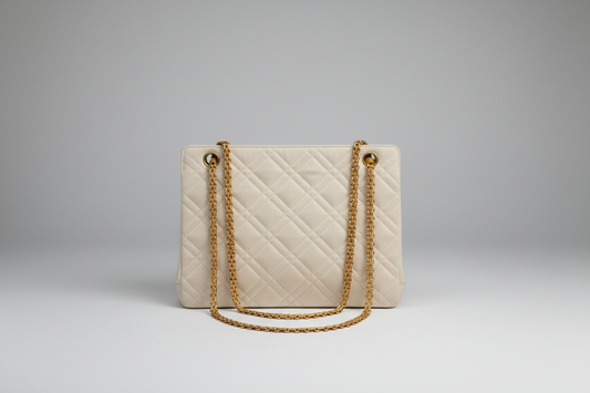 Chanel Mademoiselle Bijoux Chain Cream Cloth Shoulder Bag