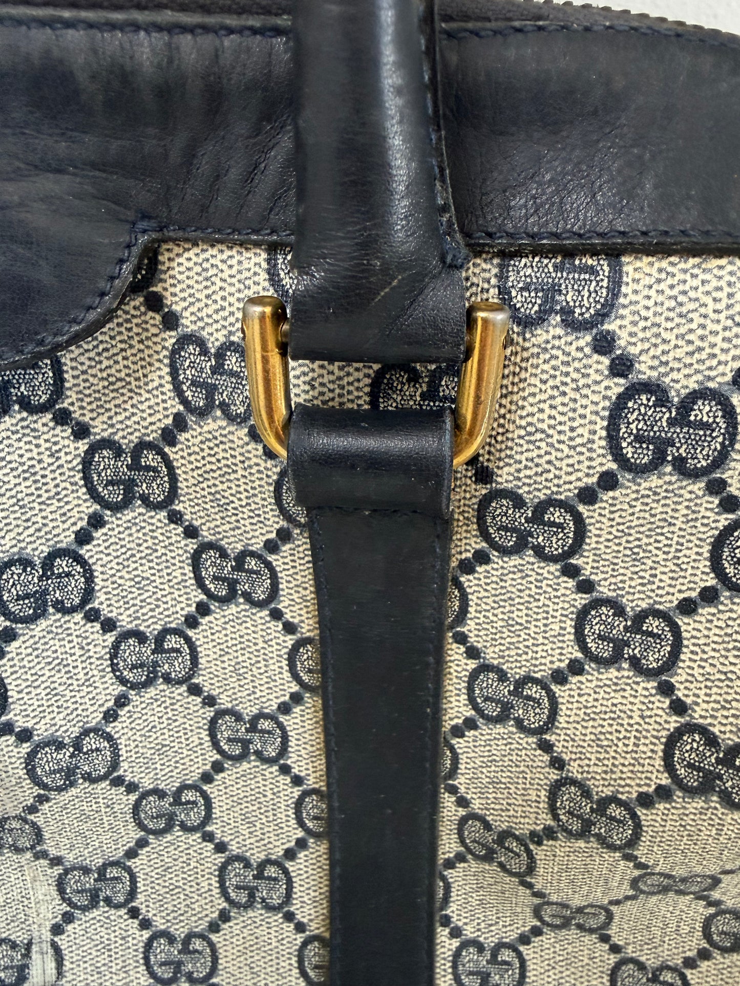 Gucci Vintage GG Navy Supreme Boston Bag