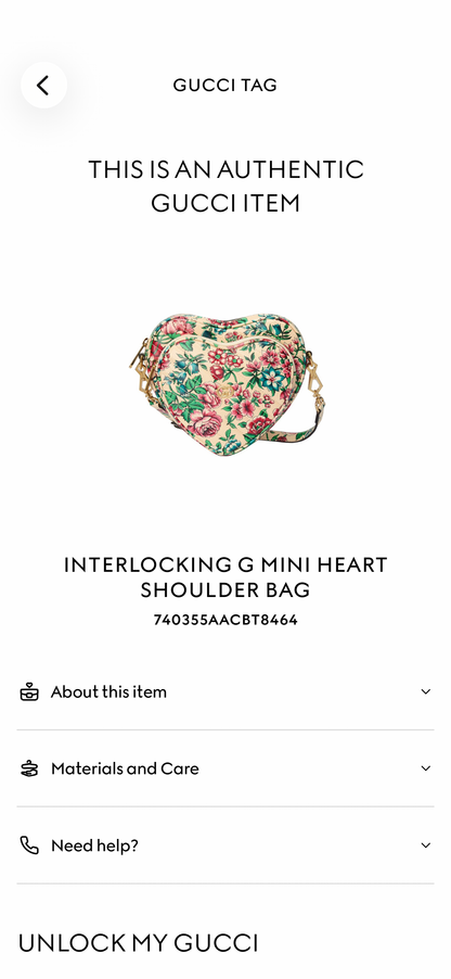 Gucci Brit Rose Print Interlocking G Mini Heart Shoulder Bag