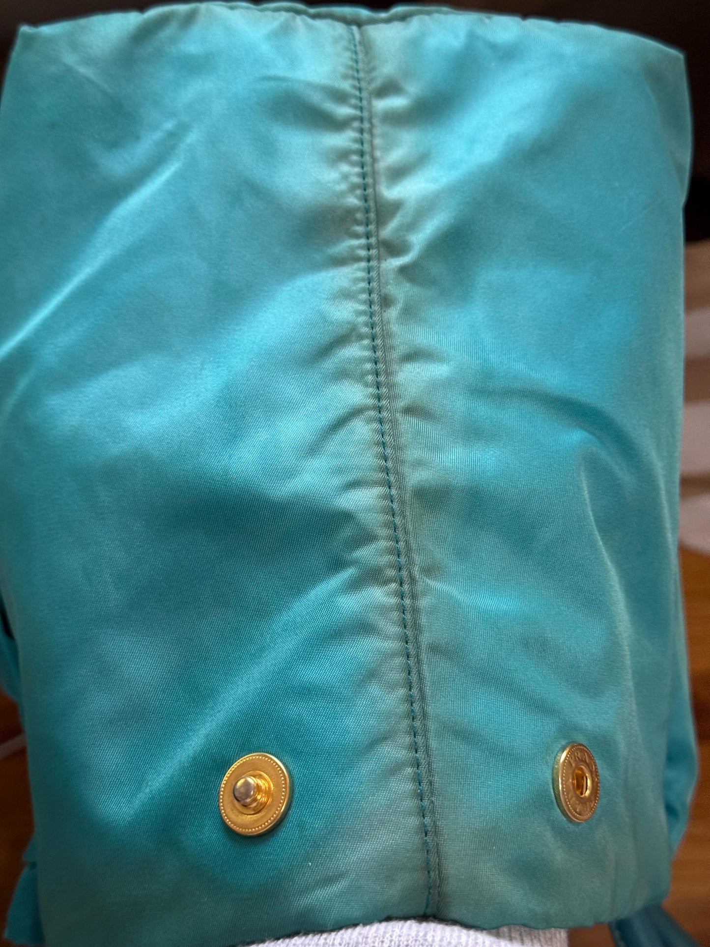 AUTHENTIC Prada Bow Tote Tessuto Turquoise Nylon Bag