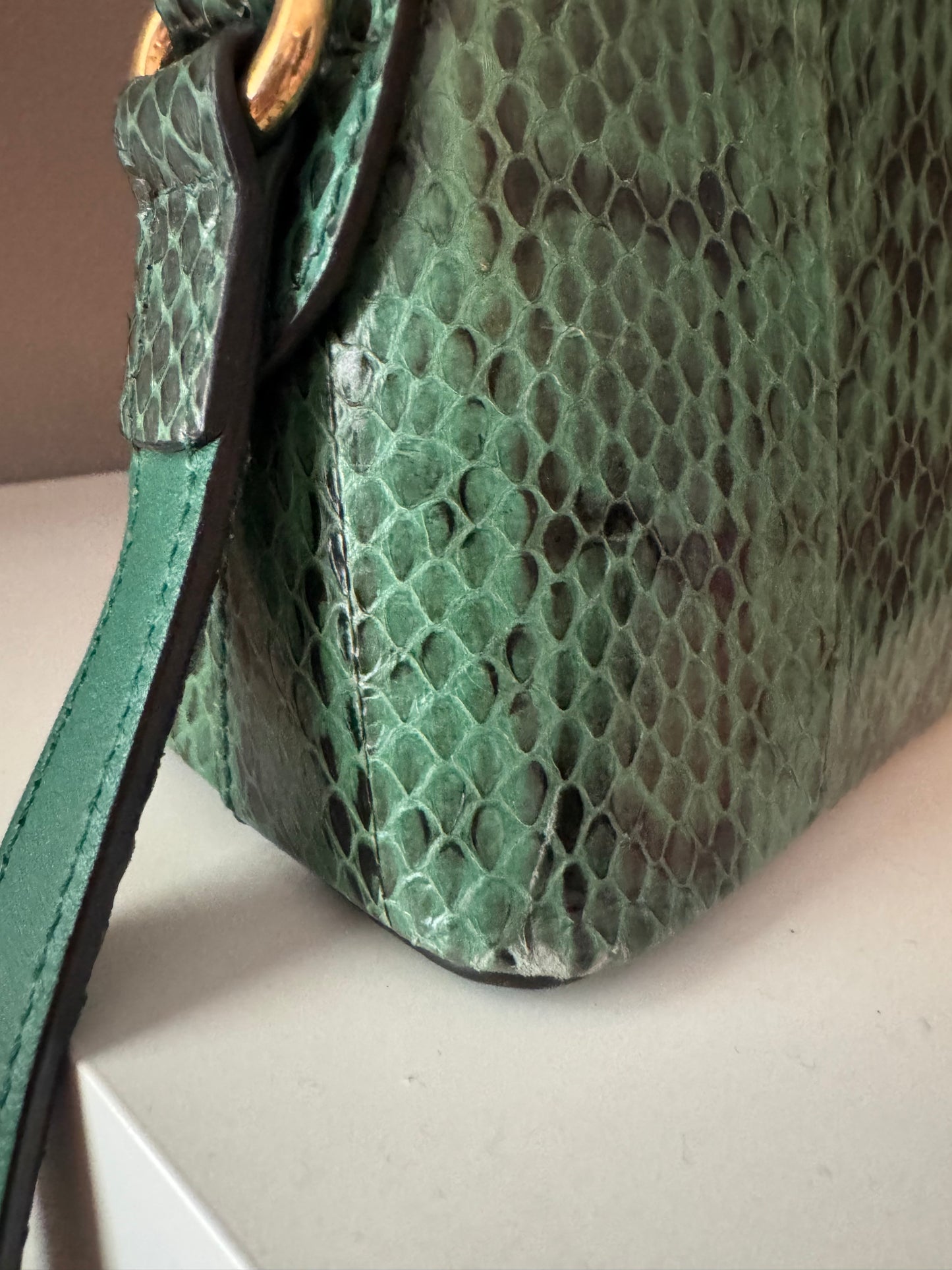 Gucci Ophidia Dome Crossbody Bag- Green Python Leather