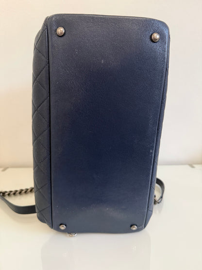 Chanel 31 RUE Cambon Navy Goatskin with Ruthenium Chain Straps Handbag