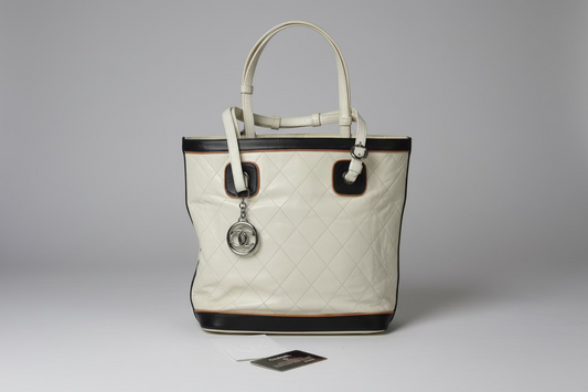 Chanel Vintage Cream Fever Tote Quilted Caviar