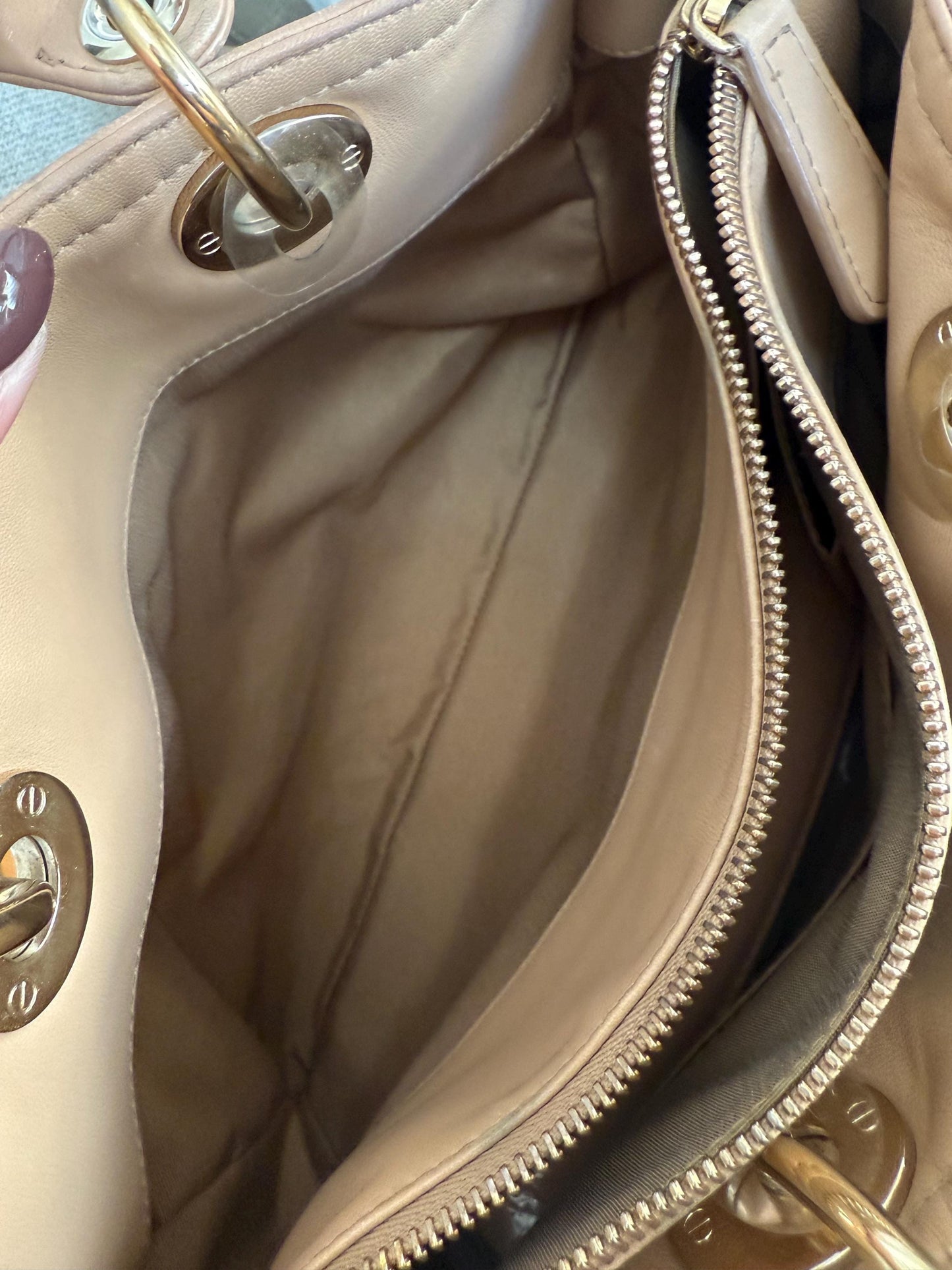 Dior Beige Cannage Leather Granville Polochon Satchel
