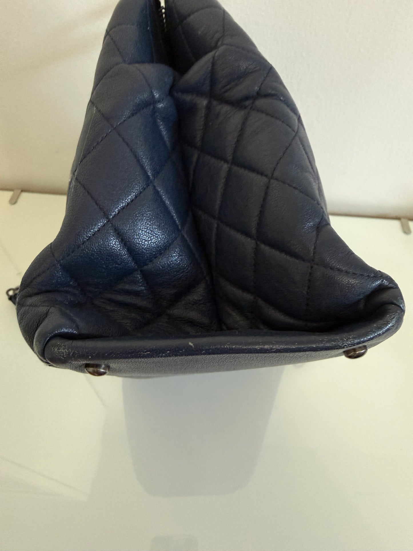 Chanel 31 RUE Cambon Navy Goatskin with Ruthenium Chain Straps Handbag