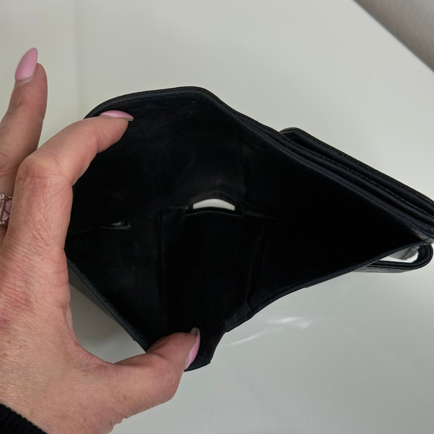 Chanel Black CC Compact Caviar Leather Wallet