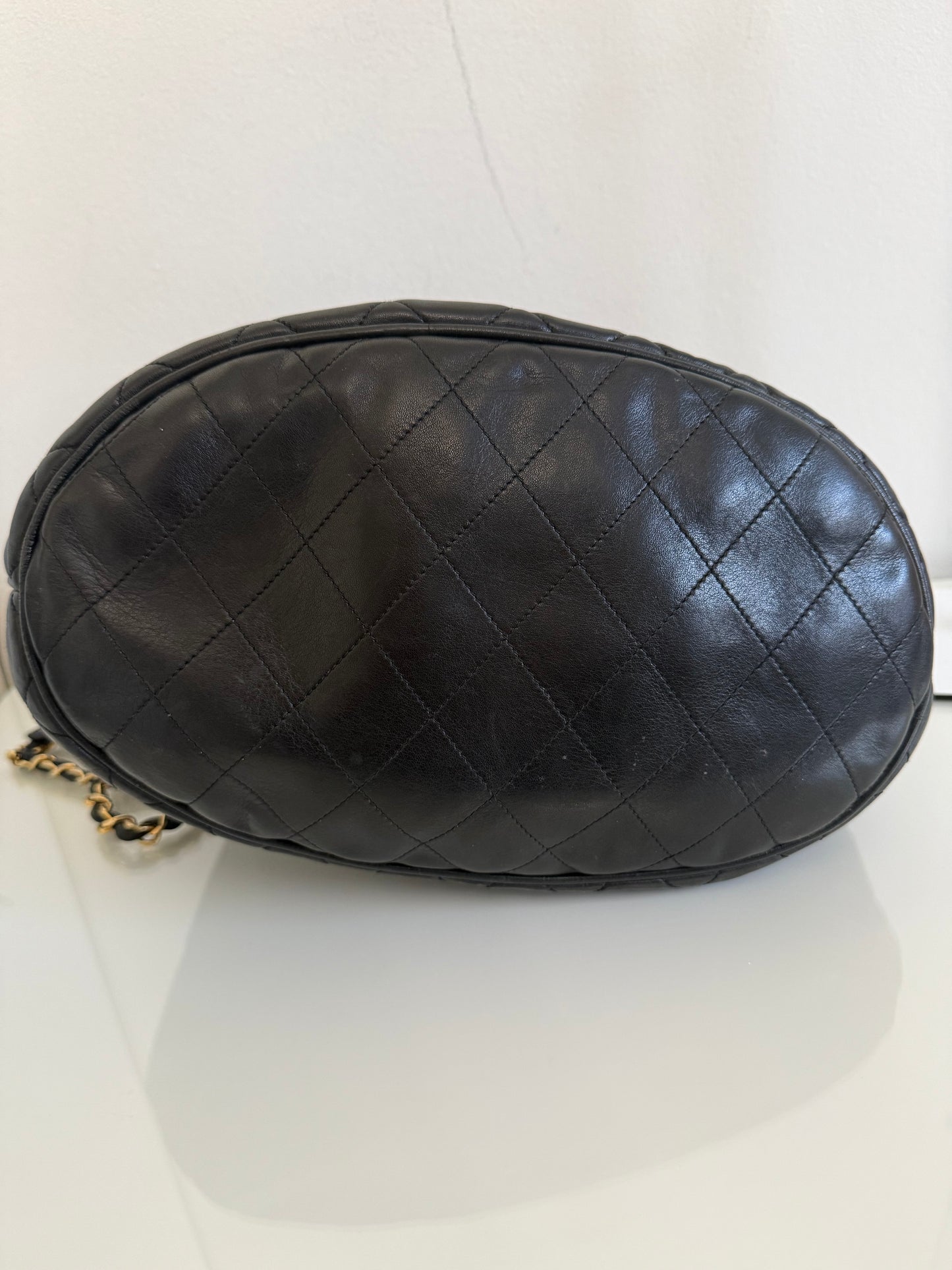 Chanel Vintage Black Lambskin Bucket Bag