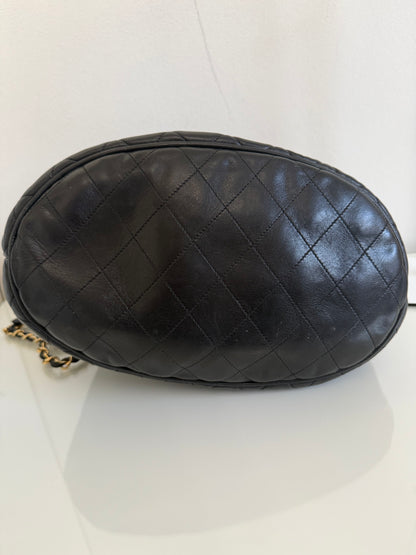Chanel Vintage Black Lambskin Bucket Bag