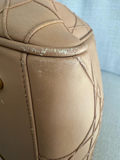 Dior Beige Cannage Leather Granville Polochon Satchel