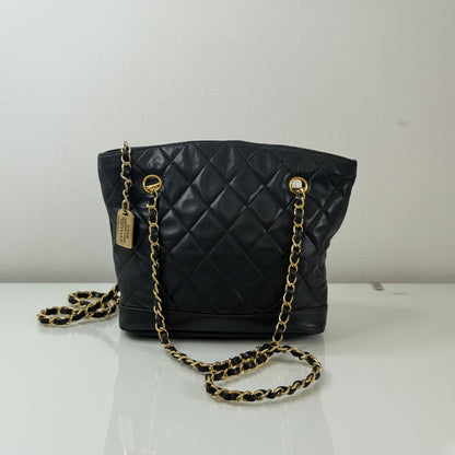 Chanel Black Vintage Quilted Black Lambskin Bag