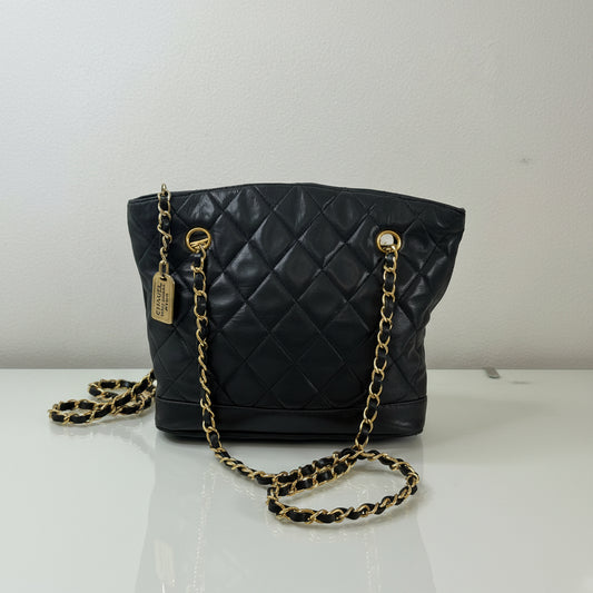Chanel Black Vintage Quilted Black Lambskin Bag