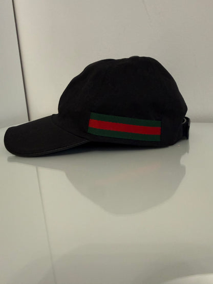 Gucci Original GG Black Canvas Baseball Hat with Web