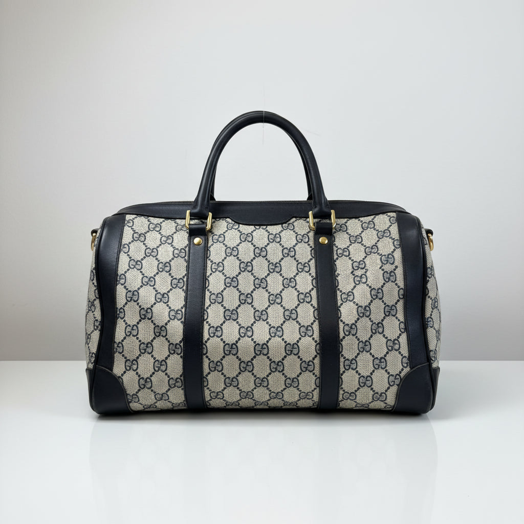 Gucci Vintage GG Navy Supreme Boston Bag