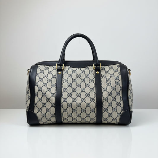 Gucci Vintage GG Navy Supreme Boston Bag