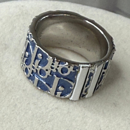 Christian Dior Blue Enamel Oblique Trotter Ring