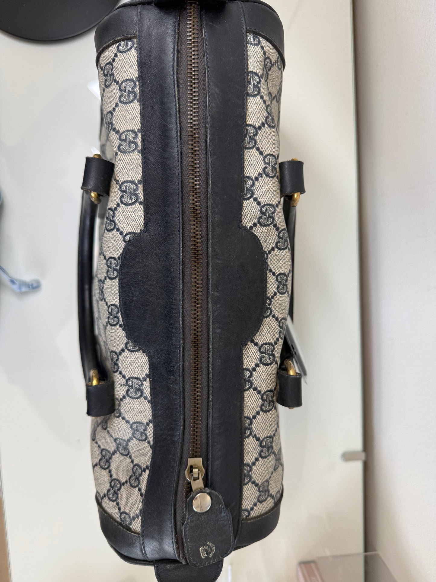 Gucci Vintage GG Navy Supreme Boston Bag