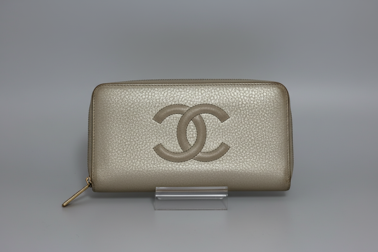 Chanel Metallic Champagne CC Zip- Around