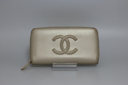 Chanel Metallic Champagne CC Zip- Around