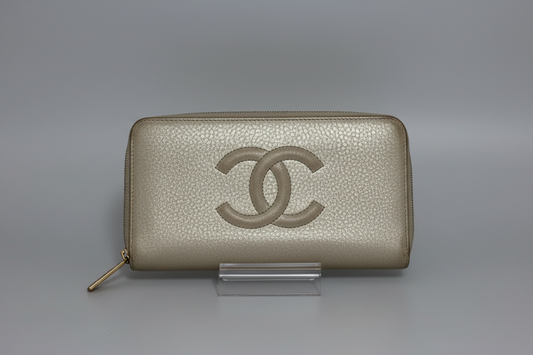 Chanel Metallic Champagne CC Zip- Around